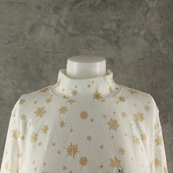 NWT KAREN SCOTT Christmas Glitter Snowflake Top XL(16-18) Cotton Pullover White - Picture 3 of 11
